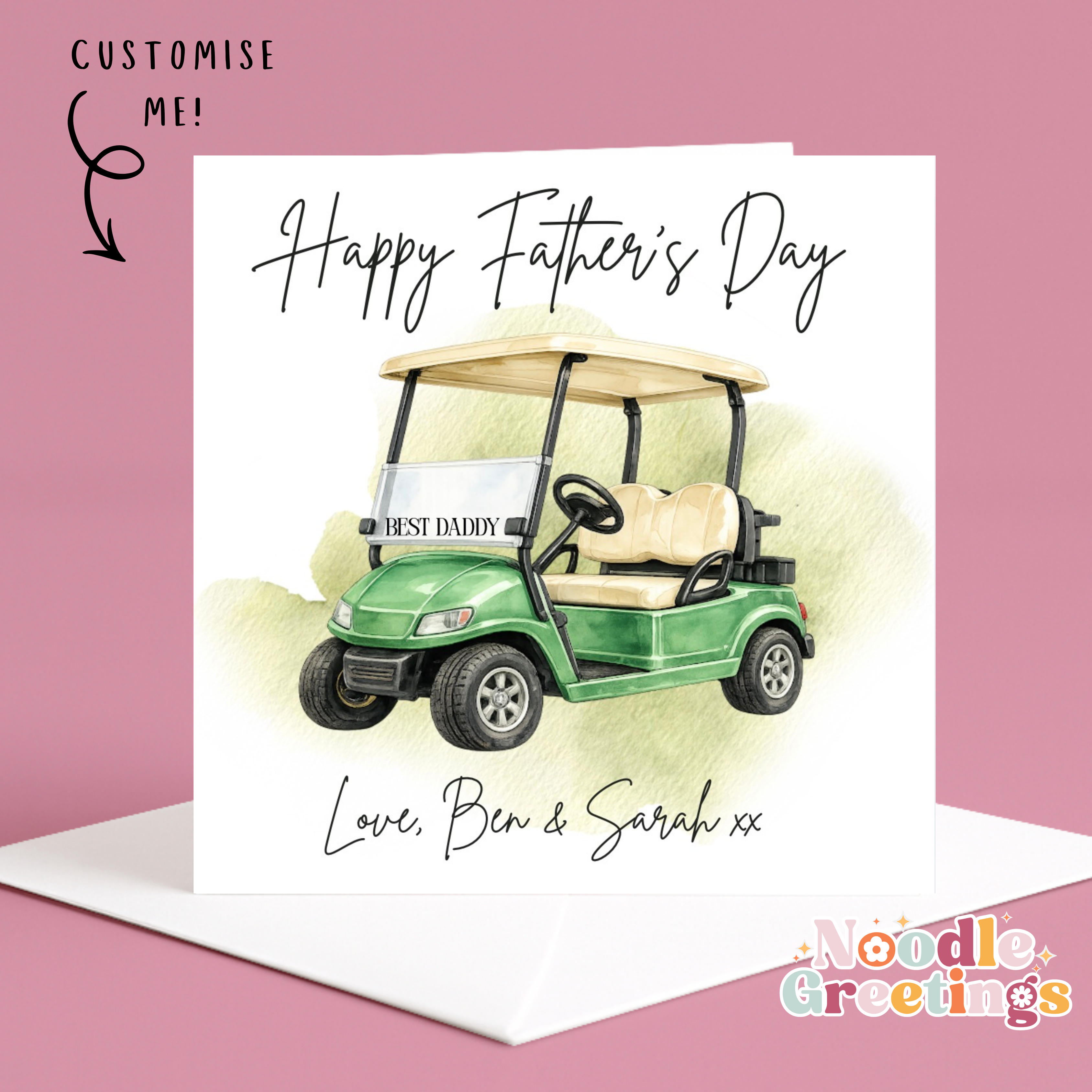 Personalised Father's Day Card-Golf Cart Best Daddy