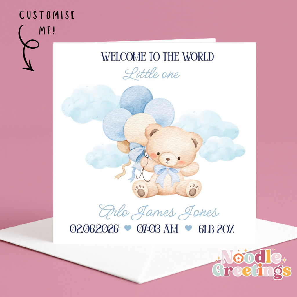 Personalised Congratulations Card- Welcome To The World Little One