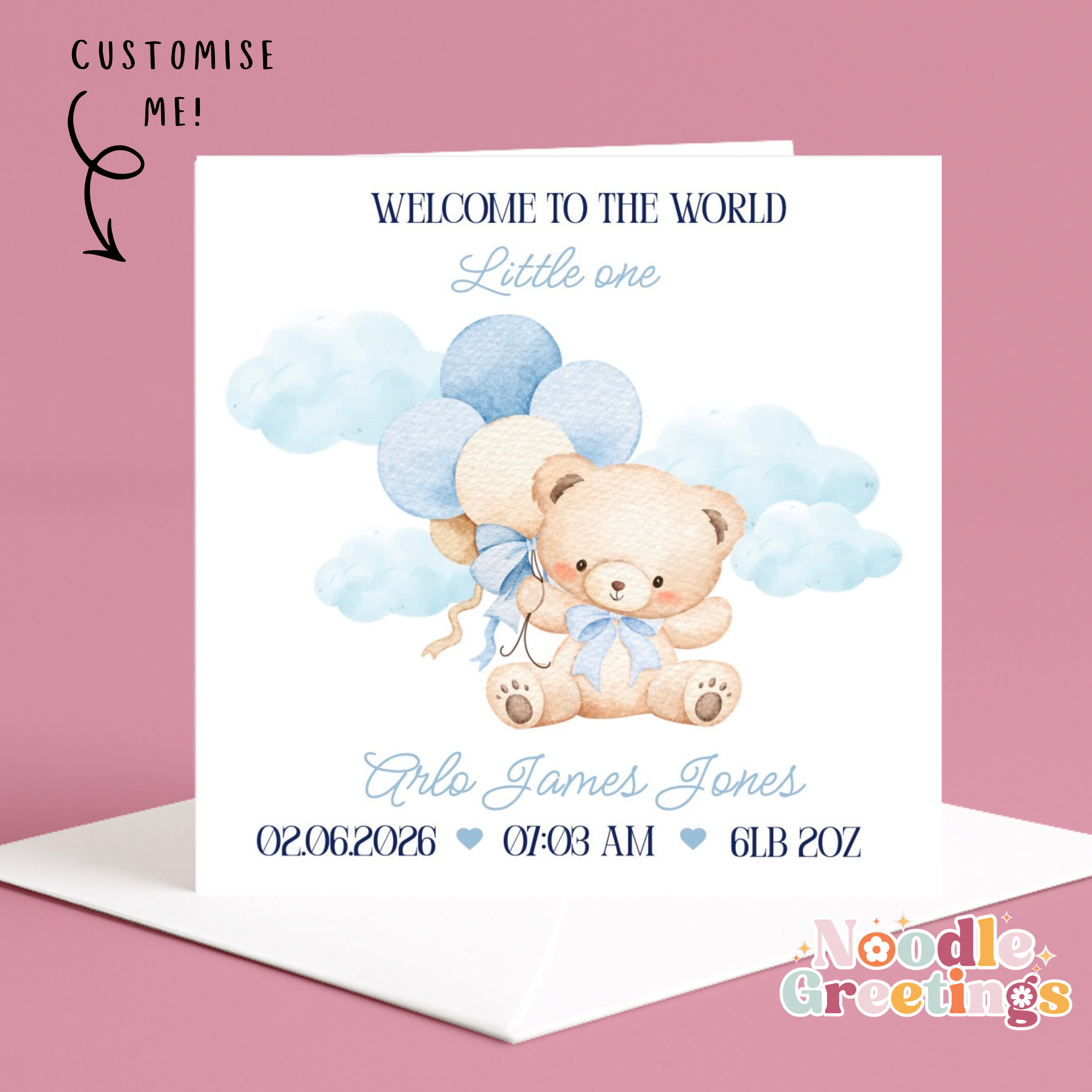 Personalised Congratulations Card- Welcome To The World Little One