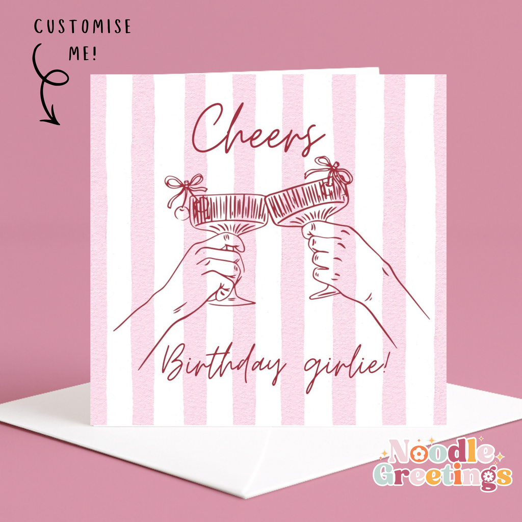 Personalised Cocktail Birthday Card - Cheers Girlie!