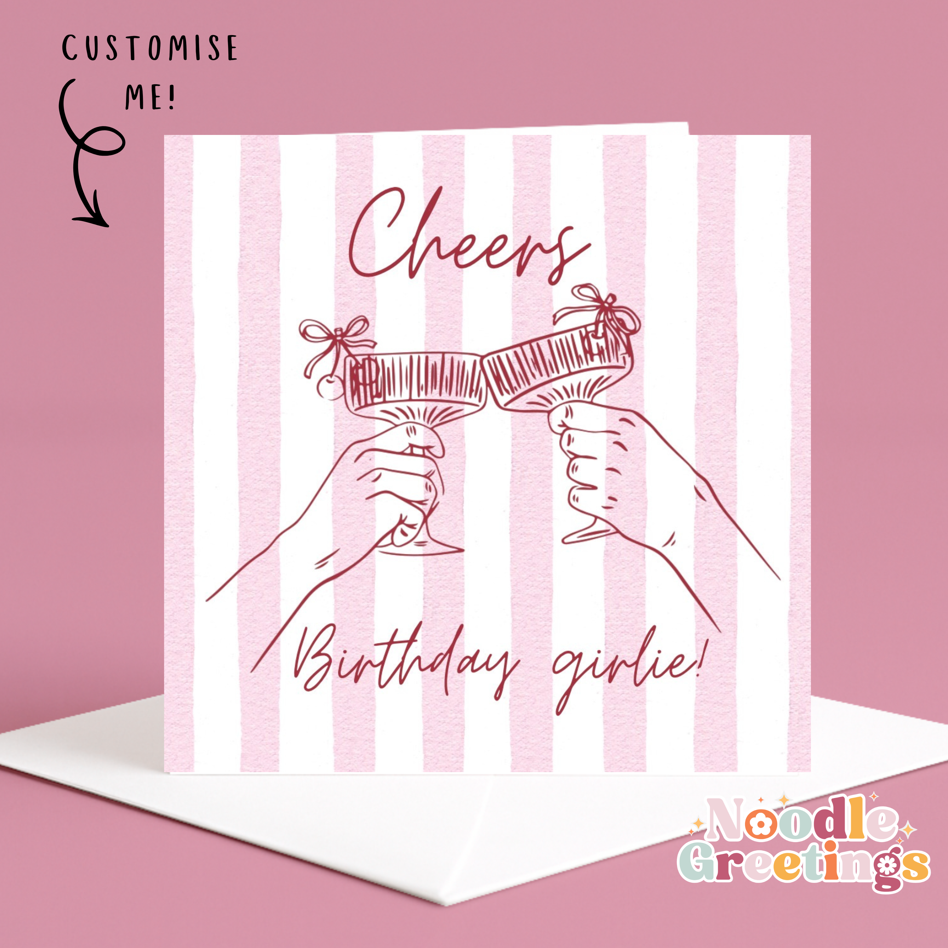 Personalised Cocktail Birthday Card - Cheers Girlie!