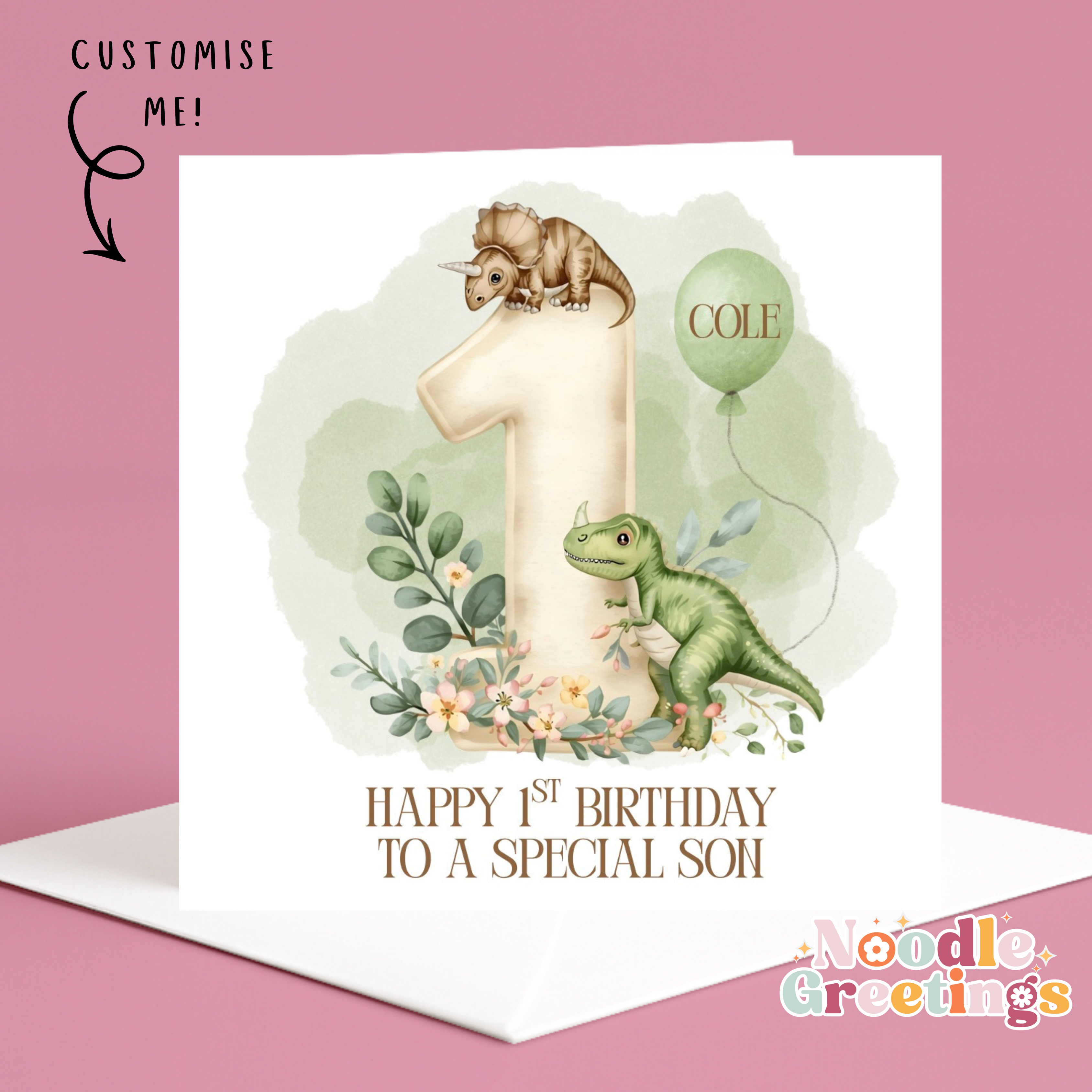 Personalised Children's Birthday Card - Dinosaur 1st Birthday