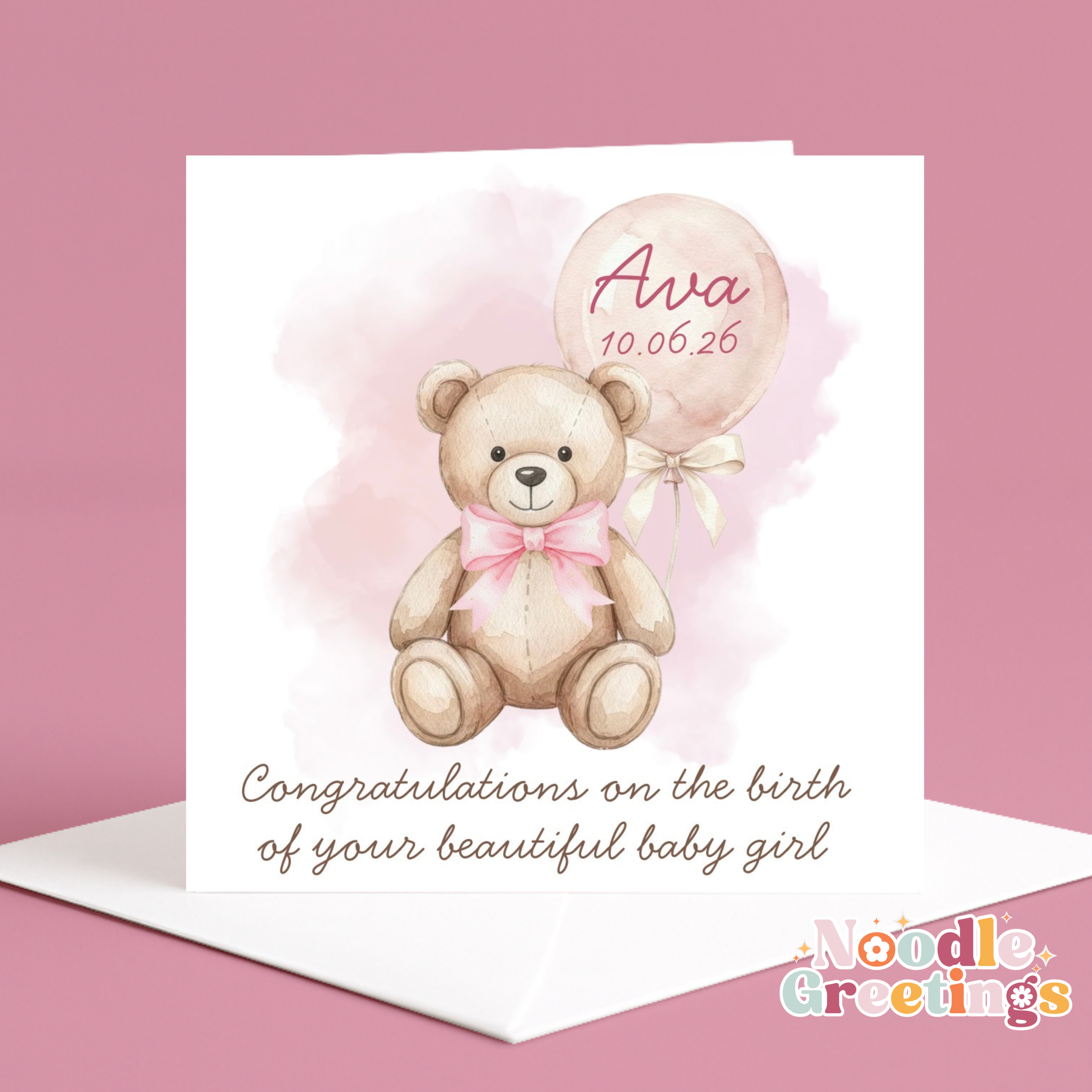 Personalised Congratulations Card- New Beautiful Baby Girl