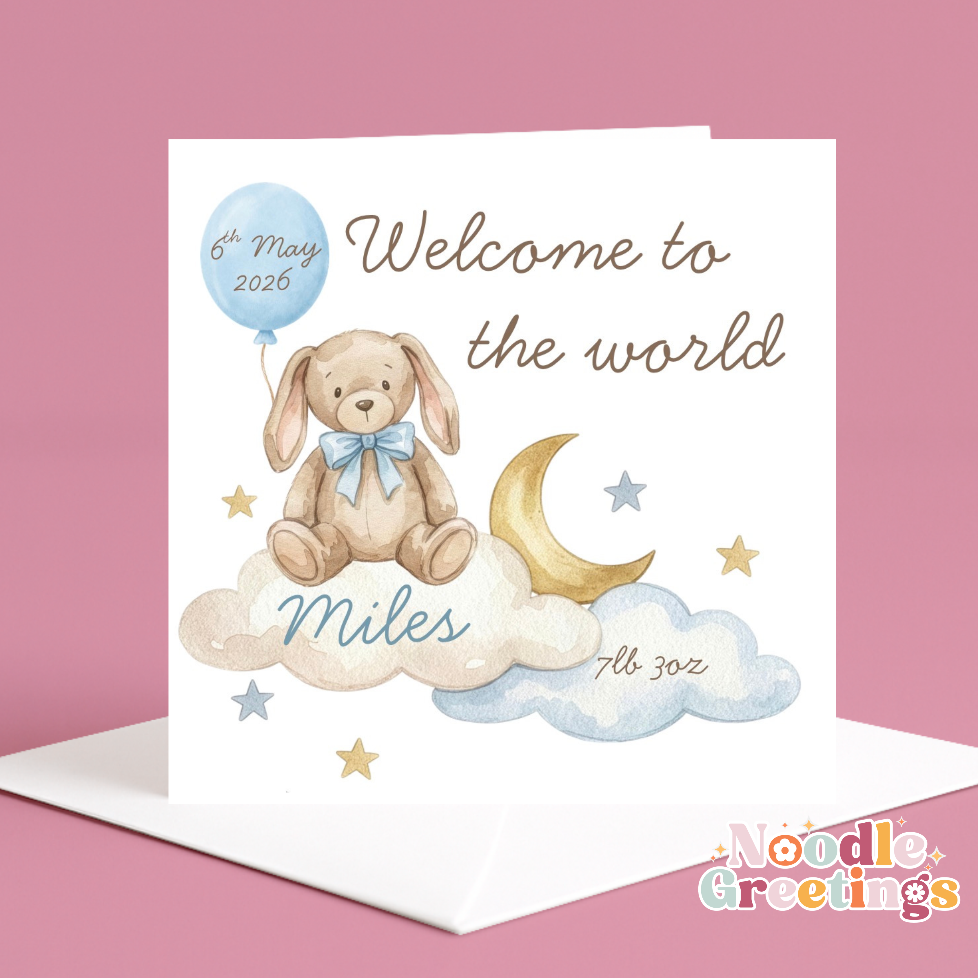 Personalised Congratulations Card- Welcome To The World Baby Boy