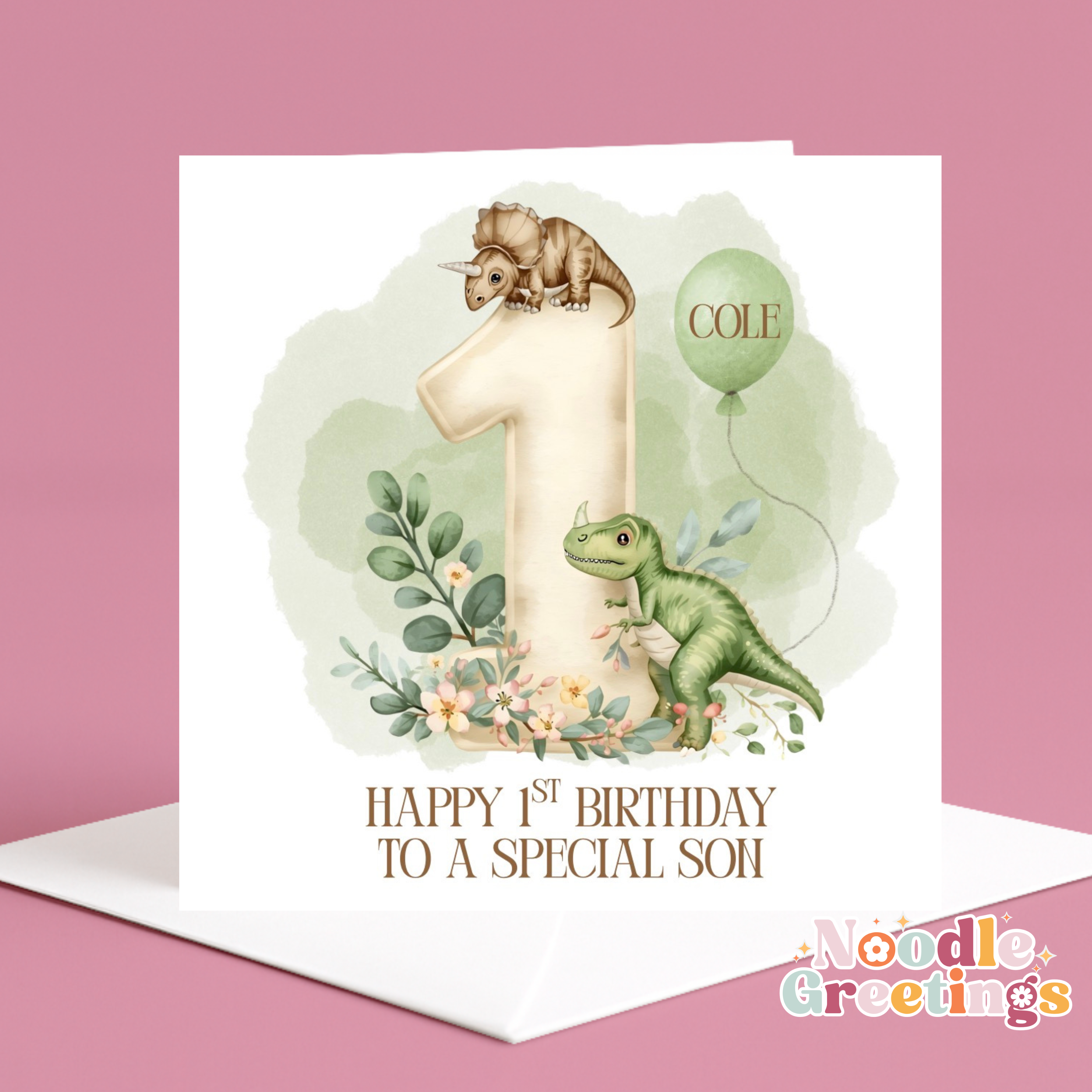 Personalised Children's Birthday Card - Dinosaur 1st Birthday