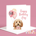 Personalised Birthday Card For Her- Cockapoo & Balloons
