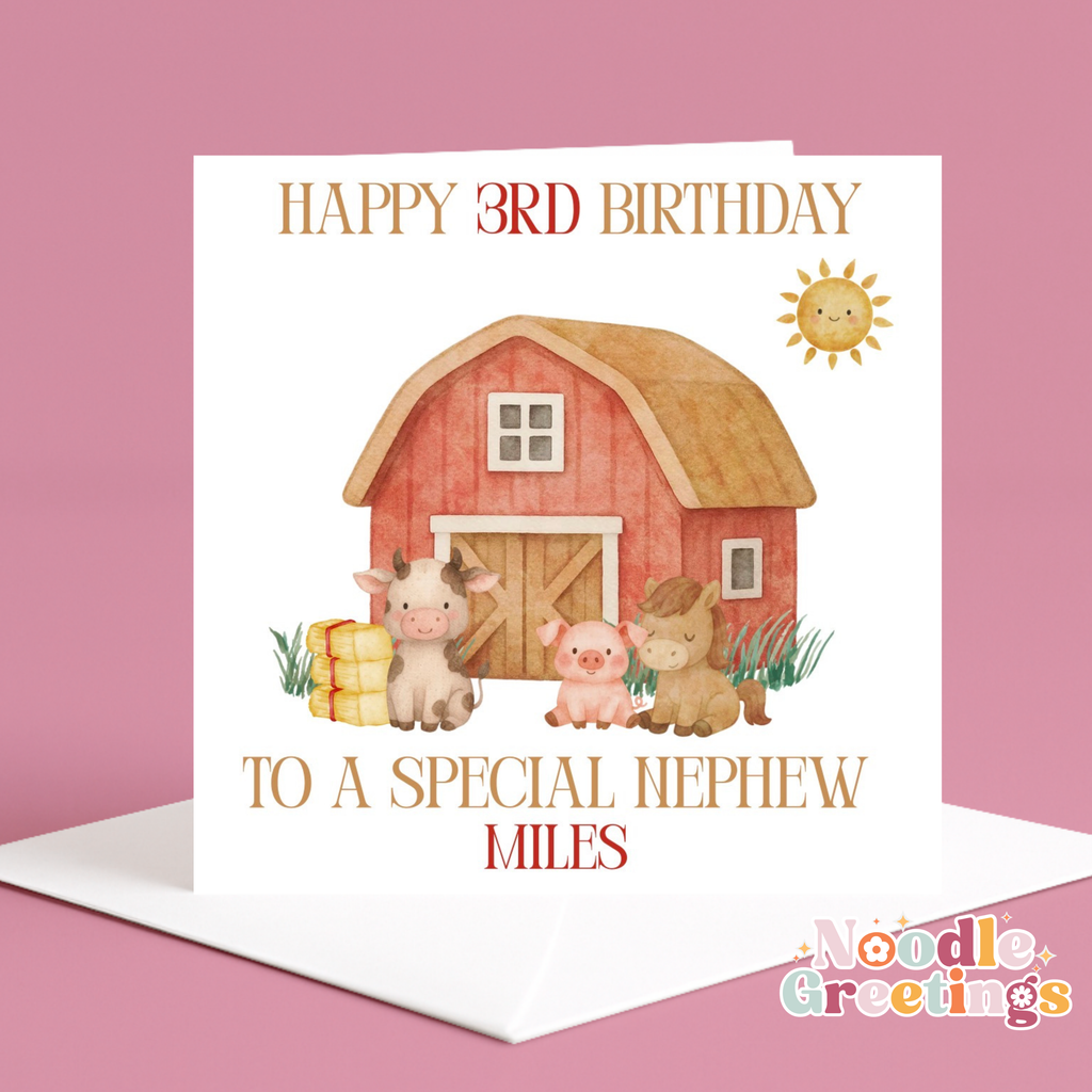 Personalised Children's Birthday Card - Farm Animals
