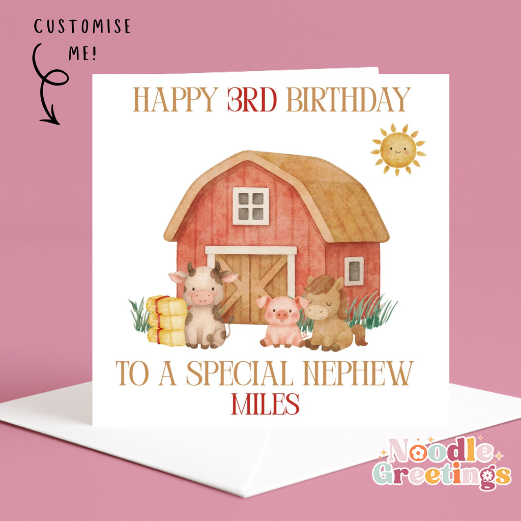Personalised Children's Birthday Card - Farm Animals