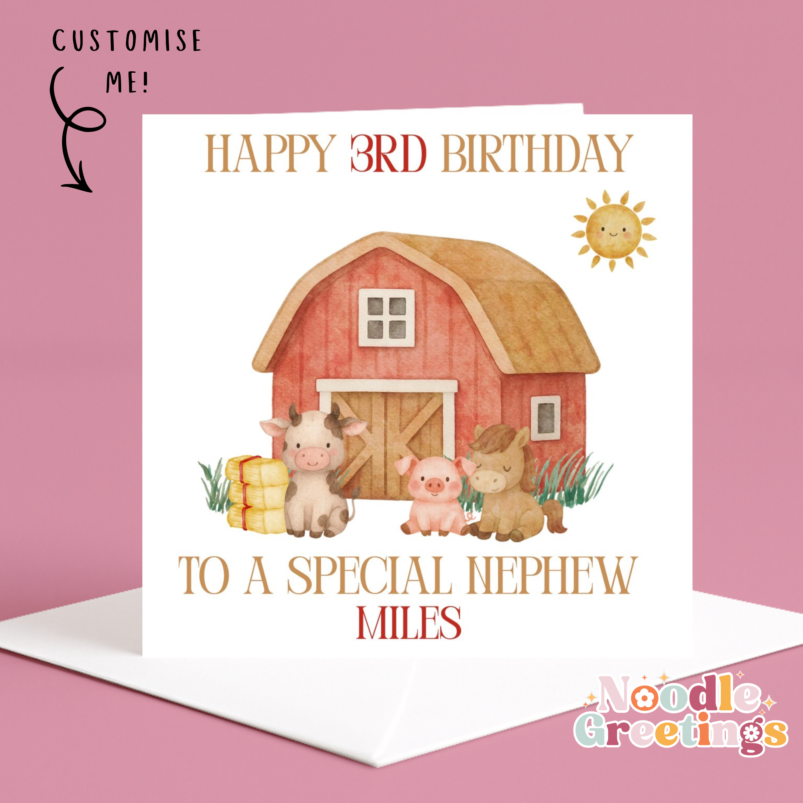 Personalised Children's Birthday Card - Farm Animals